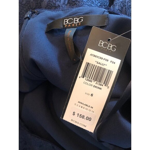 NWT BCBG Paris Womens Size 6 Sally Dress Navy Blue Lace Cutout Fit & Flare - Picture 7 of 8